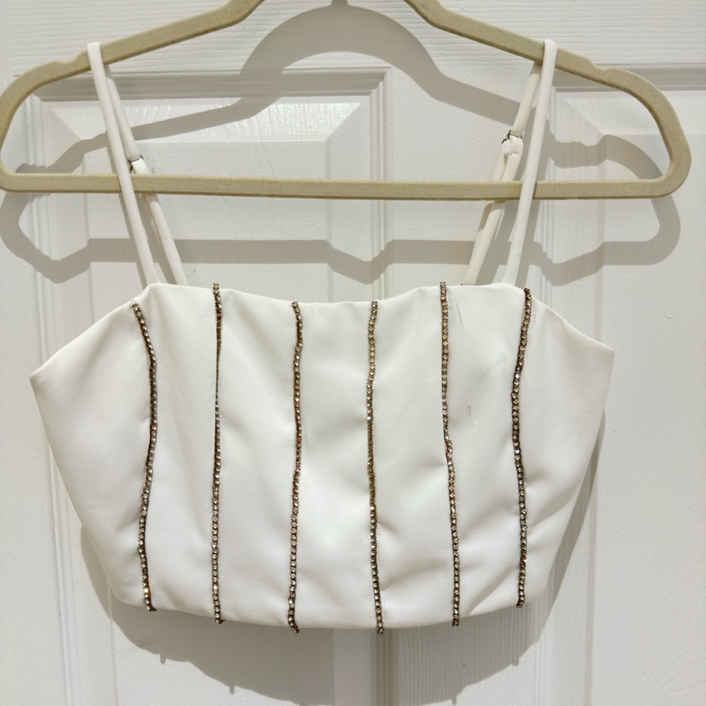 Altar'd State White Beaded Crop Top